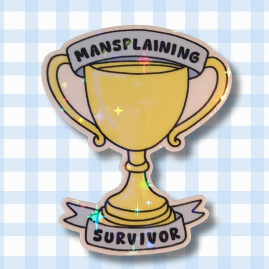 Holo Glitzer Vinyl Sticker - Mansplaining Survivor kindafcreations 