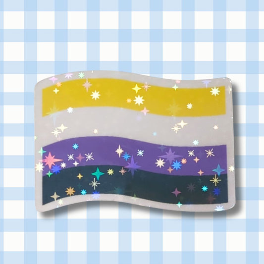 Holo Glitzer Vinyl Sticker -Nonbinary Flagge Sticker kindafcreations 