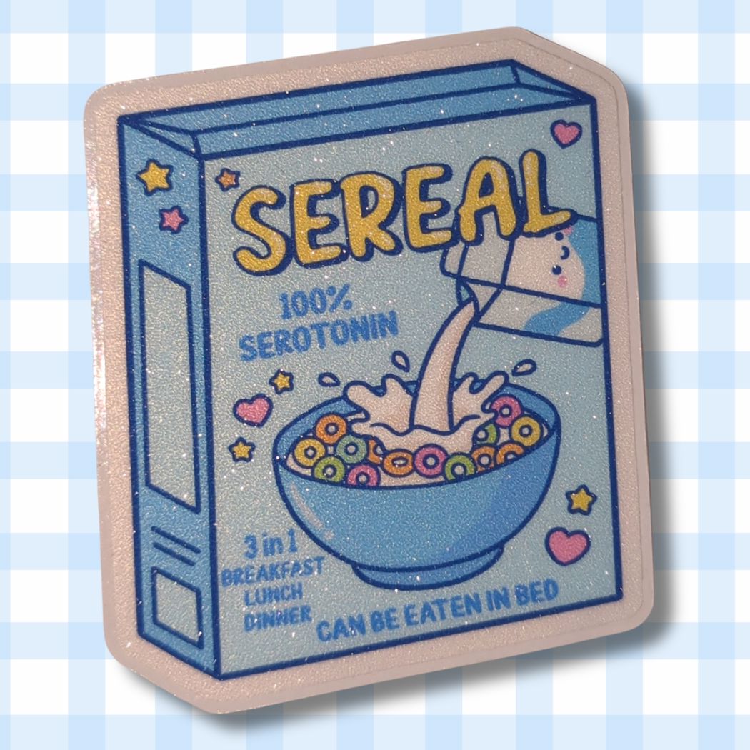 Holo Glitzer Vinyl Sticker - Sereal Serotonin Müsli kindafcreations 