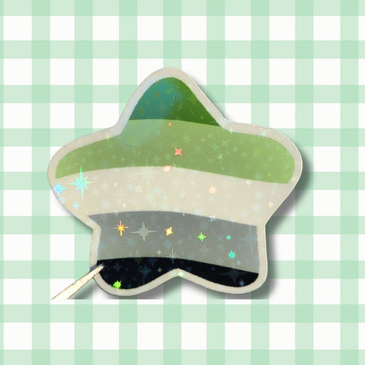 Holo Glitzer Vinyl Sticker - Stern - Aromantisch Flagge Sticker kindafcreations 