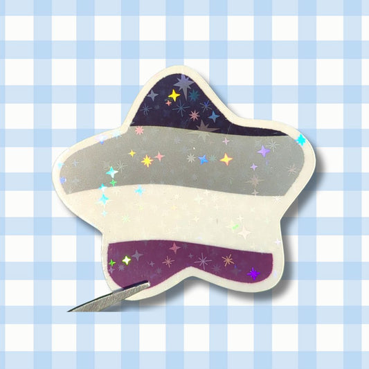 Holo Glitzer Vinyl Sticker - Stern - Asexuell Flagge kindafcreations 