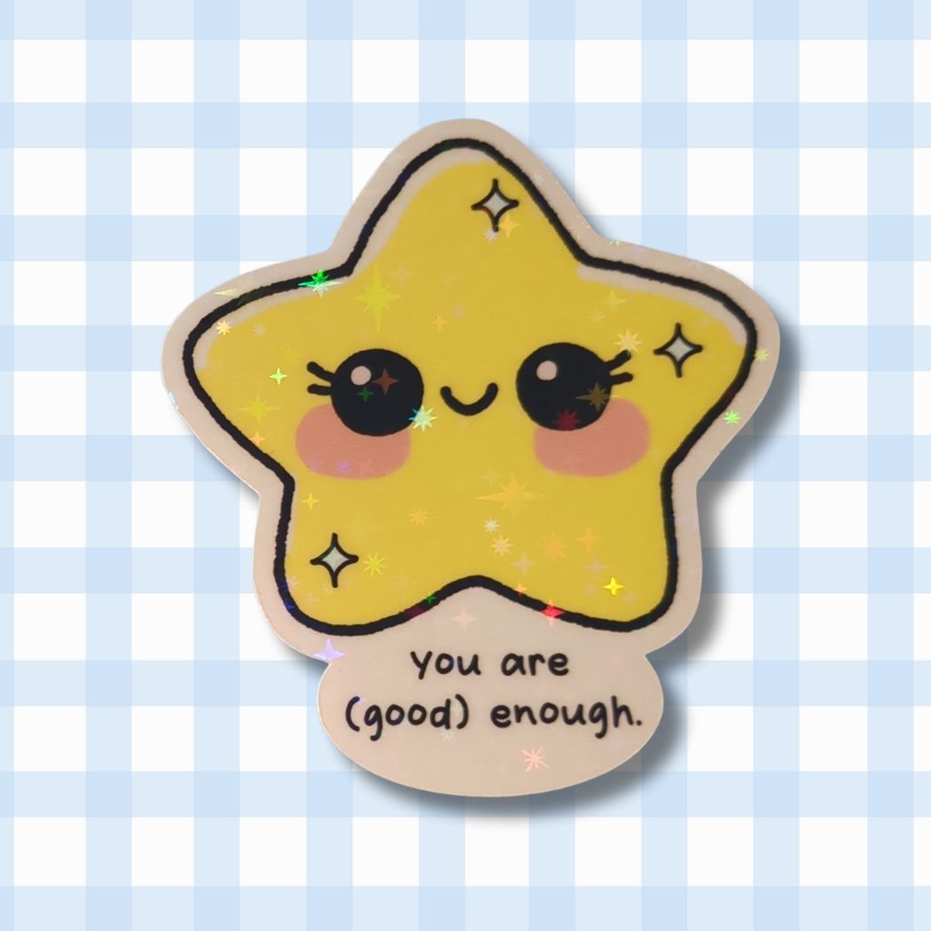 Holo Glitzer Vinyl Sticker - Süße Sterne mit Affirmationen kindafcreations You are (good) enough 