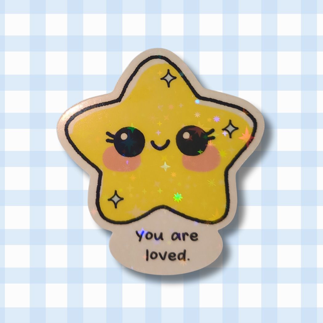 Holo Glitzer Vinyl Sticker - Süße Sterne mit Affirmationen kindafcreations You are loved 