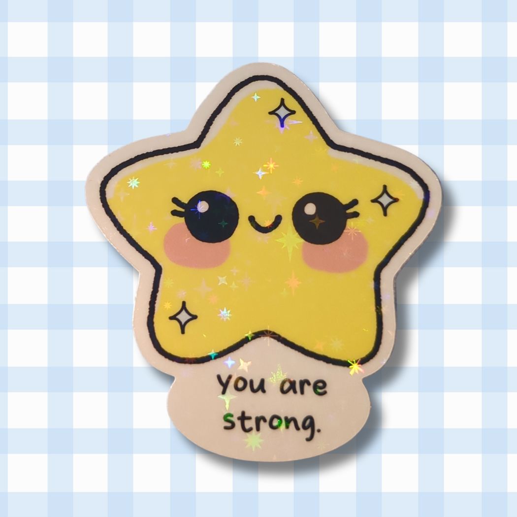 Holo Glitzer Vinyl Sticker - Süße Sterne mit Affirmationen kindafcreations You are strong 