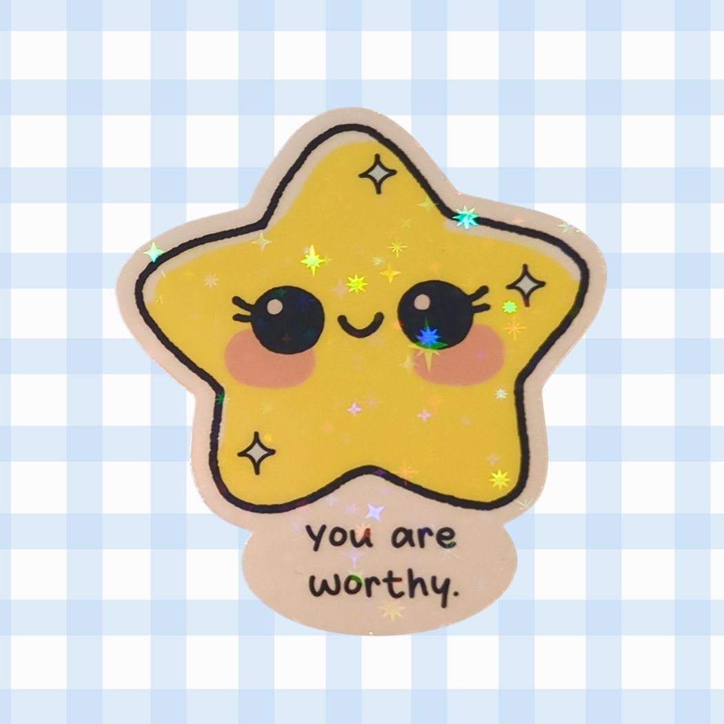 Holo Glitzer Vinyl Sticker - Süße Sterne mit Affirmationen kindafcreations You are worthy 