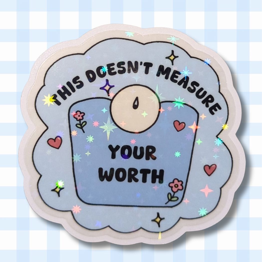 Holo Glitzer Vinyl Sticker - This doesn't measure ur worth - Waage kindafcreations 
