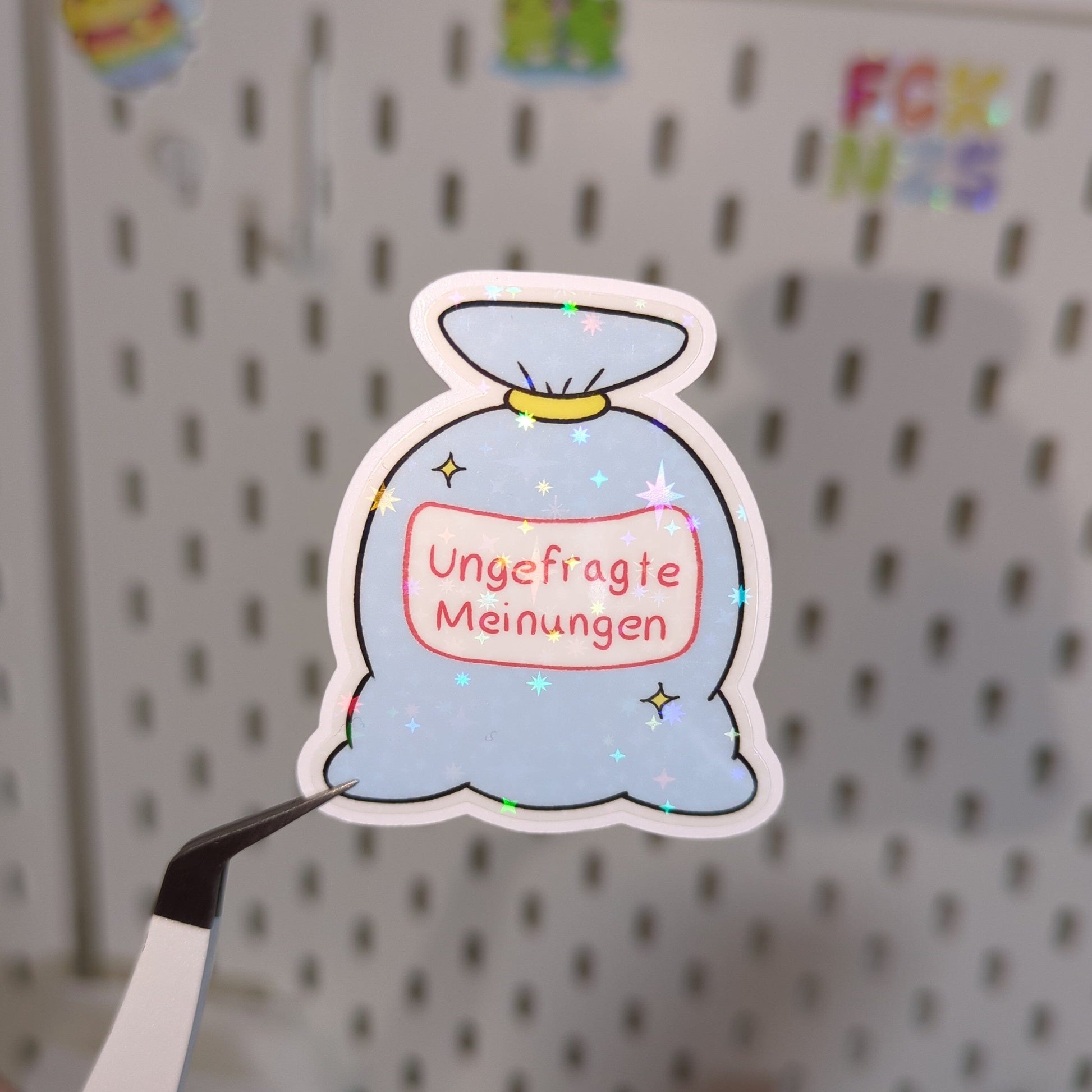 Holo Glitzer Vinyl Sticker - Ungefragte Meinungen - Müllsack kindafcreations 