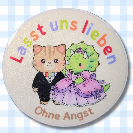 Lasst uns lieben | Dino & Katze | Glitzer Vinyl Sticker kindafcreations 