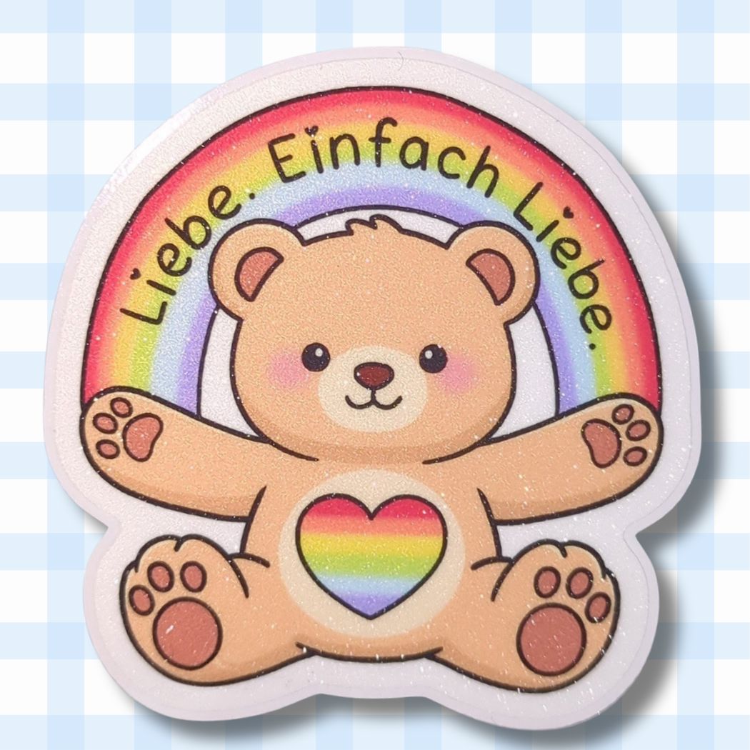 Liebe. Einfach Liebe. | Teddy |Glitzer Vinyl Sticker Sticker kindafcreations 