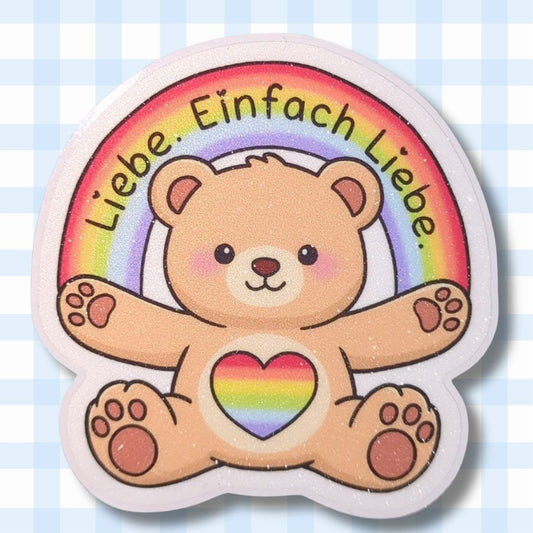 Liebe. Einfach Liebe. | Teddy |Glitzer Vinyl Sticker Sticker kindafcreations 