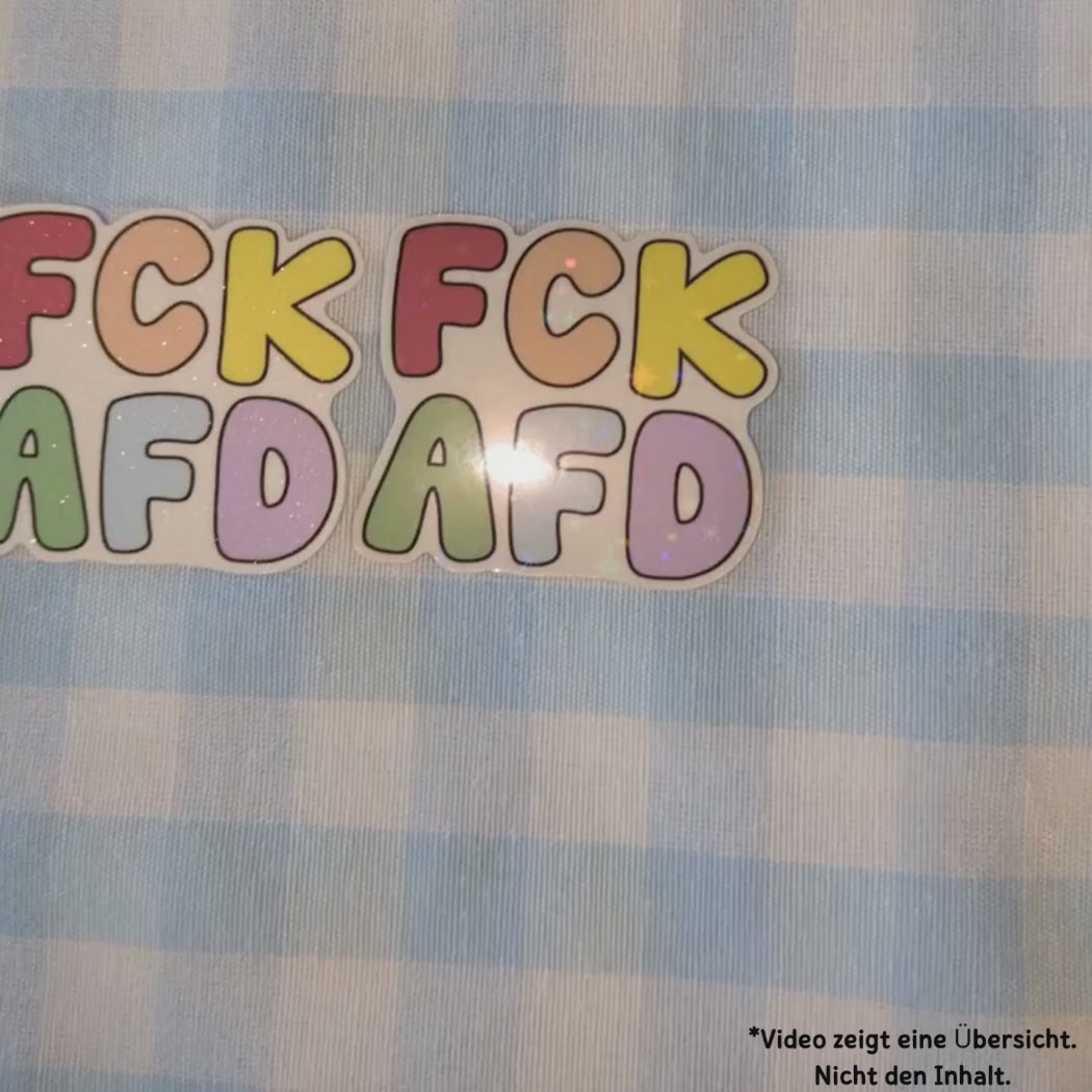 FCK AFD - Holo / Glitzer Vinyl Sticker - Pastell Bunt kindafcreations Holo / Sterne