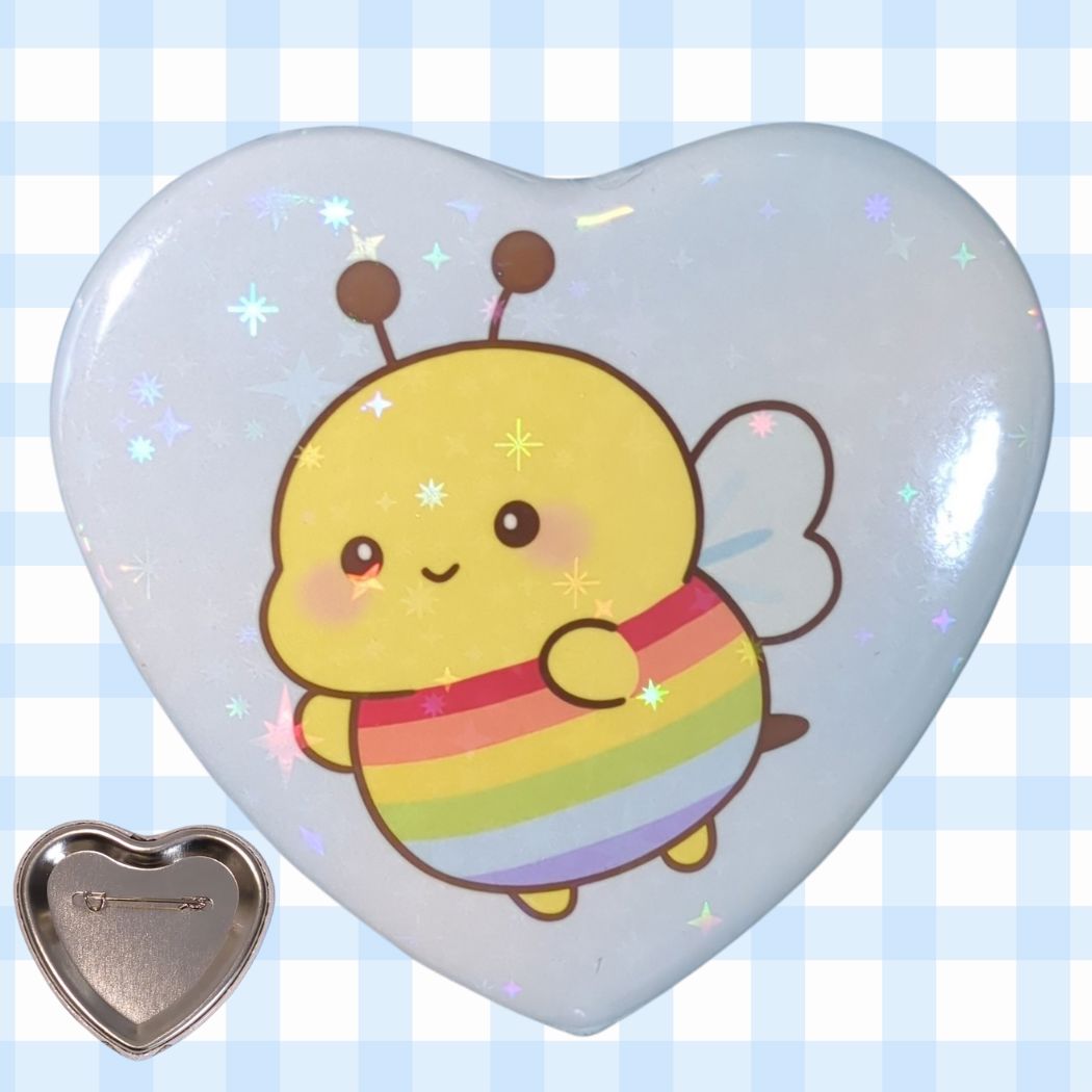 Pride Biene |Holo Herz-Button kindafcreations 