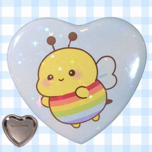 Pride Biene |Holo Herz-Button kindafcreations 