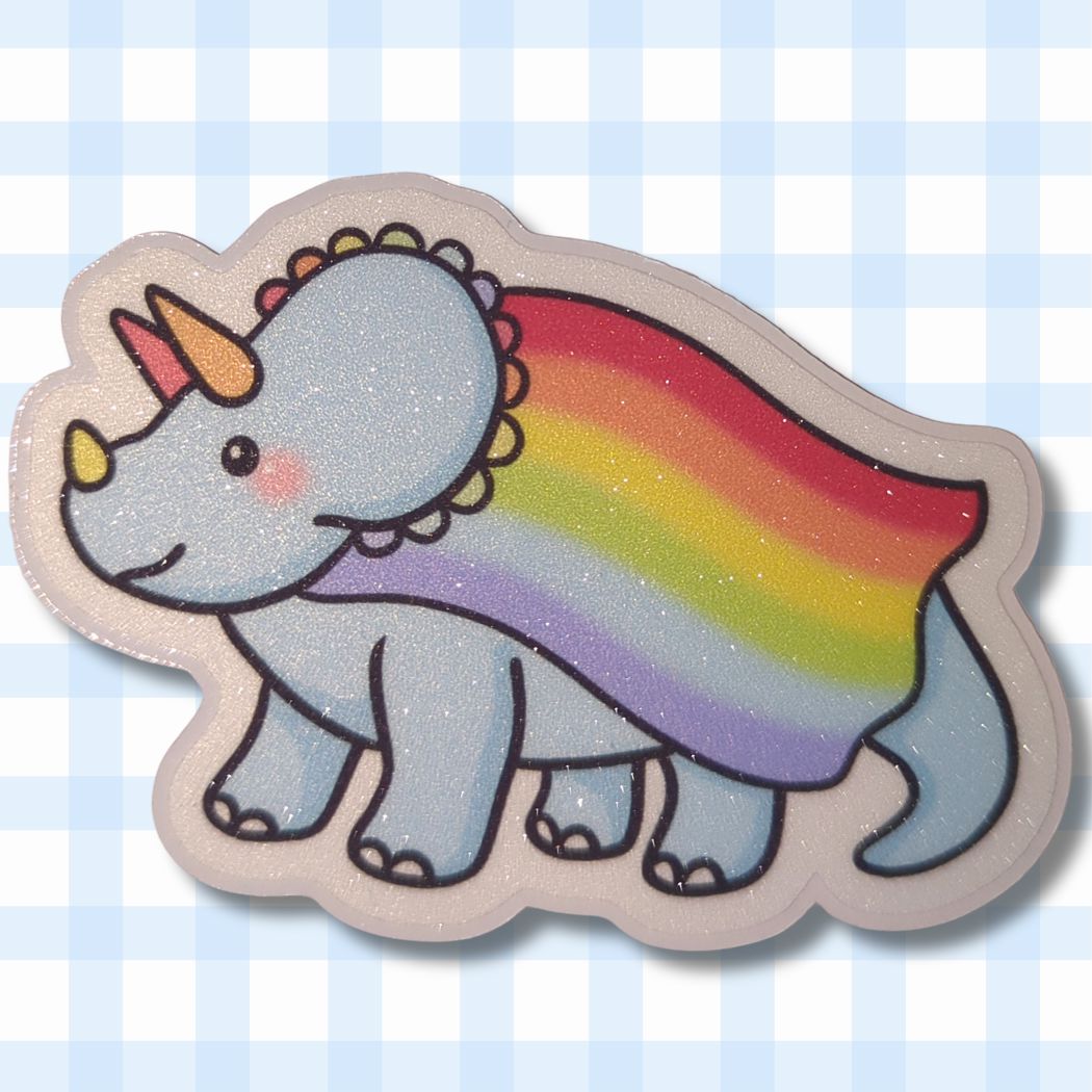 Pride Dino | Neue Version| Glitzer Vinyl Sticker Sticker kindafcreations 