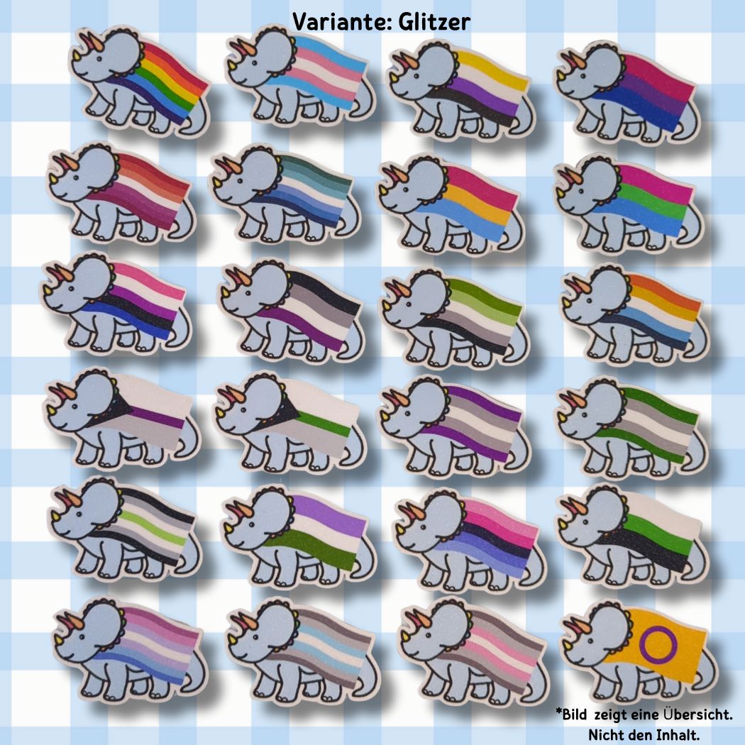 Pride Dino Sticker - Holo & Glitzer - LGBTQ+ Flaggen Sticker kindafcreations 