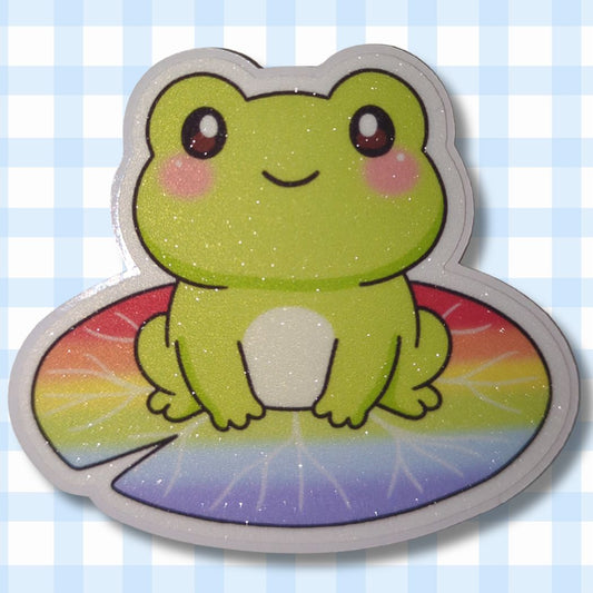 Pride Frosch |Glitzer Vinyl Sticker Sticker kindafcreations 