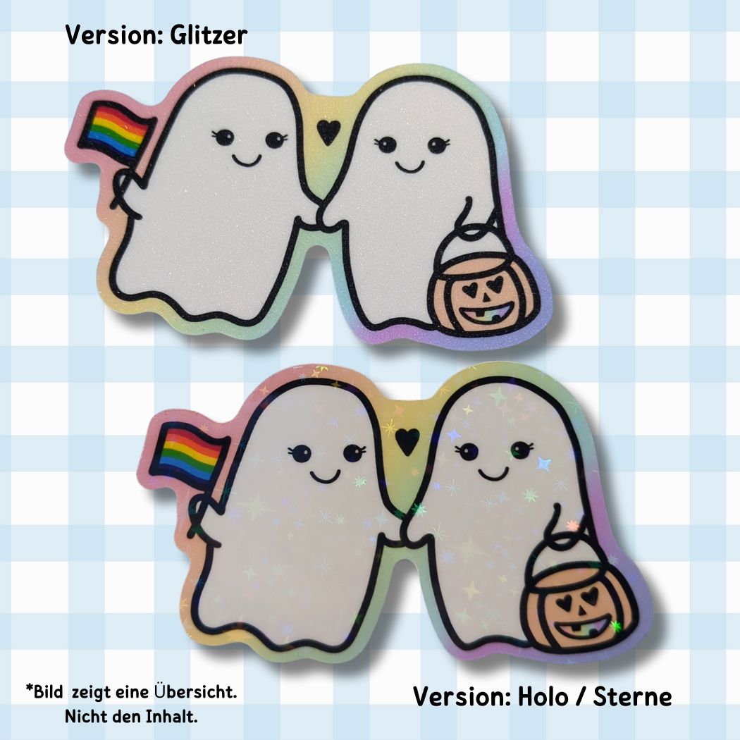 Pride Geister - Holo / Glitzer Vinyl Sticker Sticker kindafcreations 