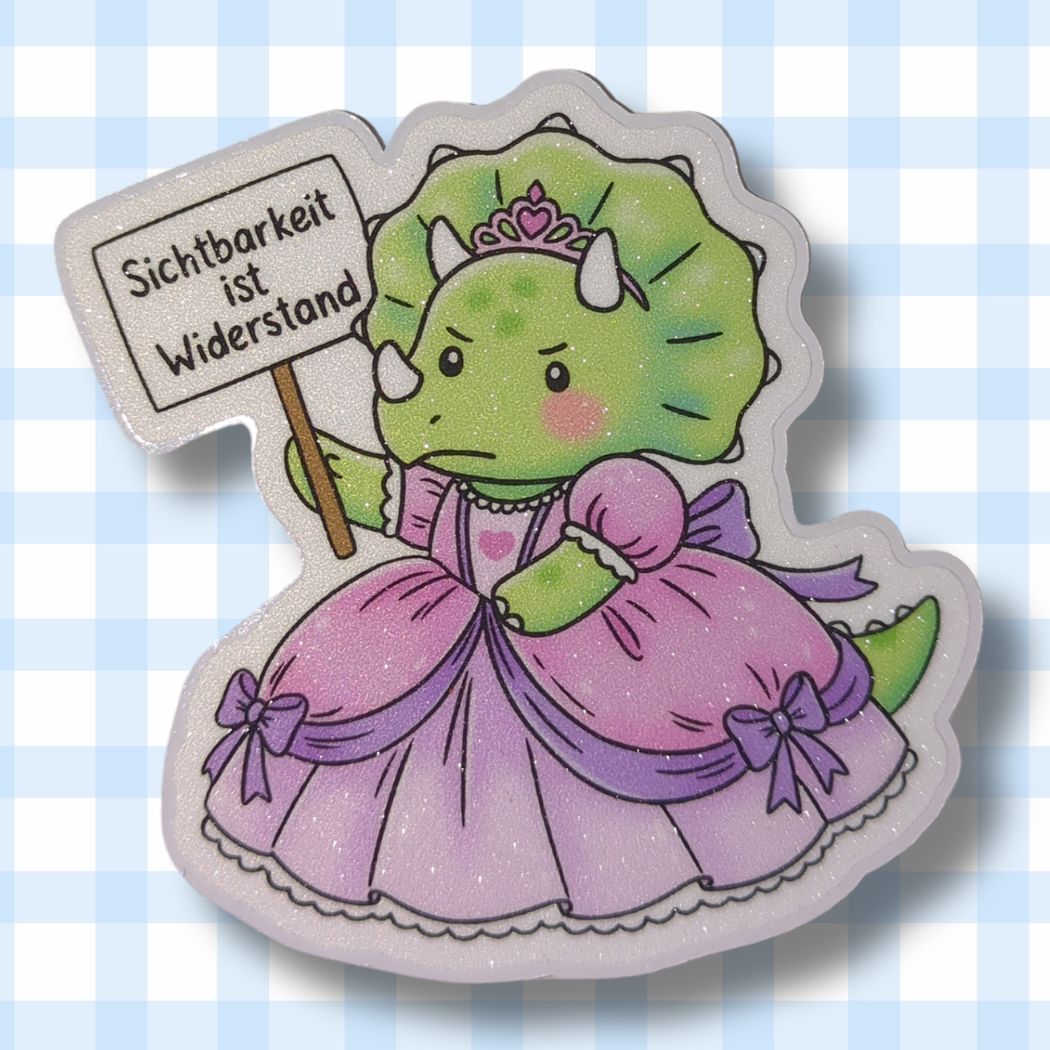 Sichtbarkeit ist Widerstand | Dino | Glitzer Vinyl Sticker Sticker kindafcreations 