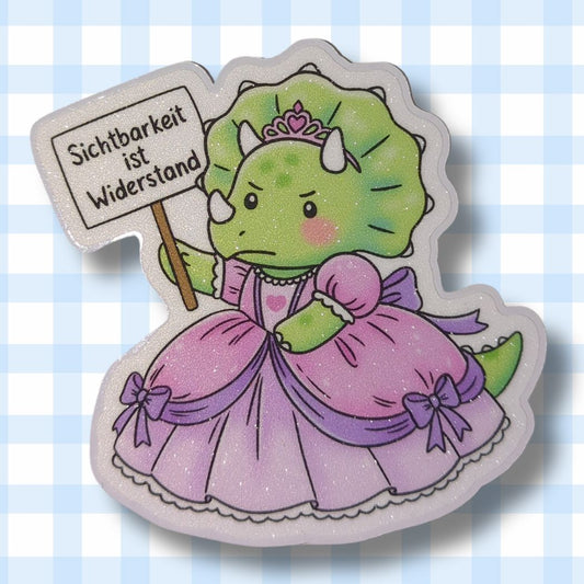 Sichtbarkeit ist Widerstand | Dino | Glitzer Vinyl Sticker Sticker kindafcreations 