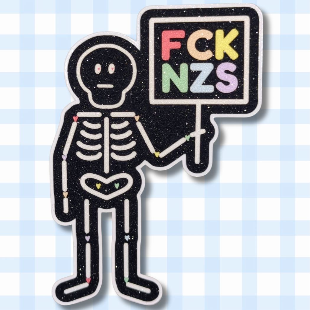 Skelett | FCK NZS | Glitzer Vinyl Sticker Sticker kindafcreations 