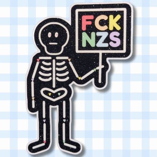 Skelett | FCK NZS | Glitzer Vinyl Sticker Sticker kindafcreations 