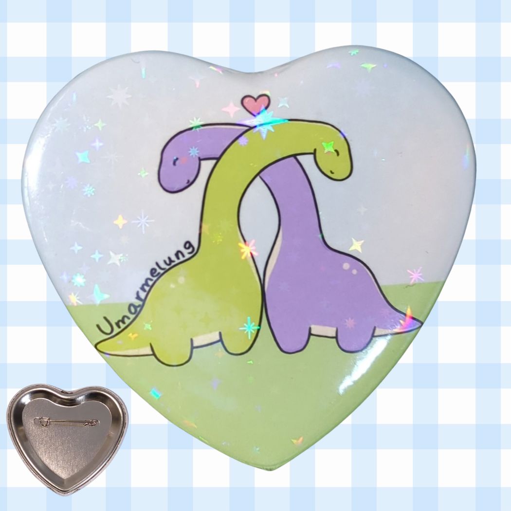 Umarmelung Dinos |Holo Herz-Button kindafcreations 