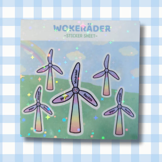 Windräder gegen Rechts - Holo Glitzer Vinyl Sticker-Sheet Sticker kindafcreations 
