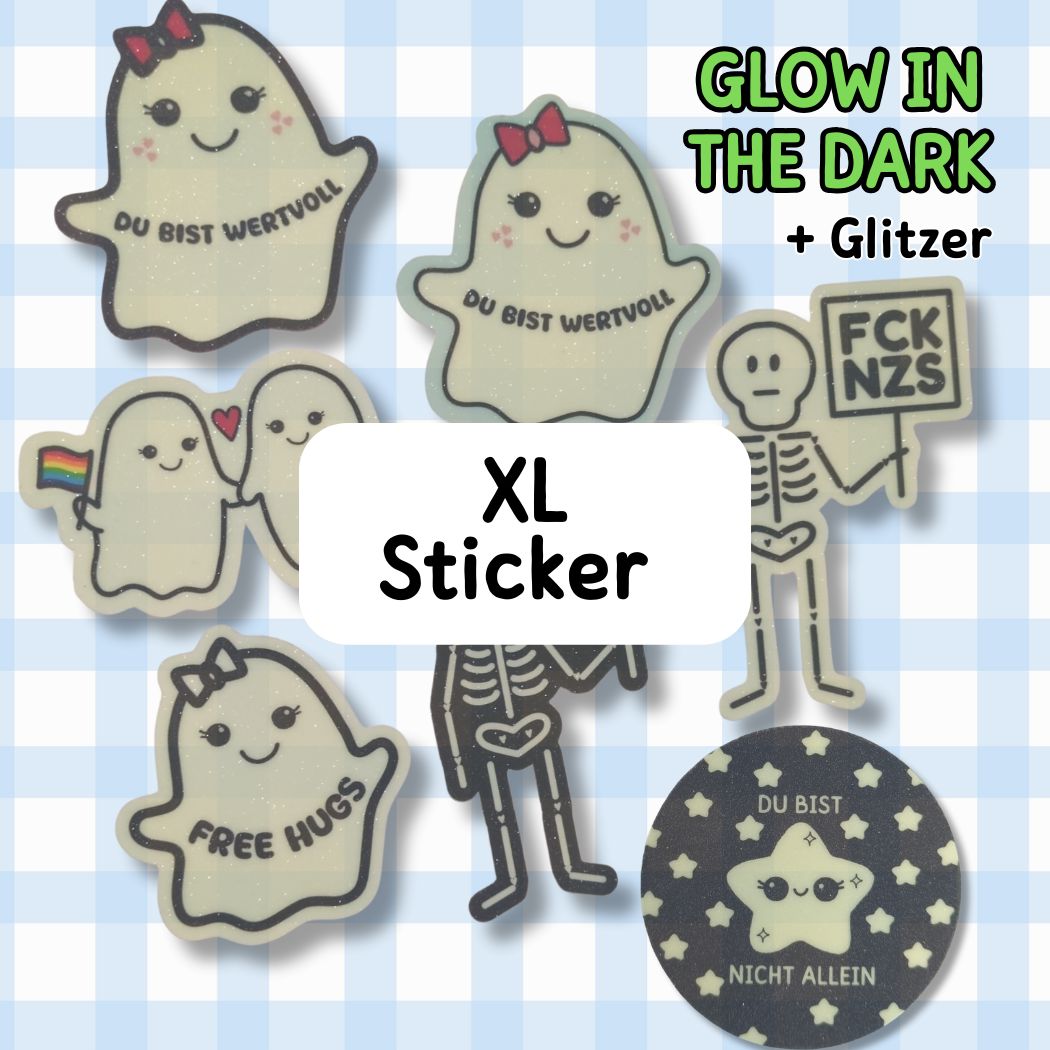 XL Glitzer-Sticker - GLOW IN THE DARK Sticker kindafcreations 