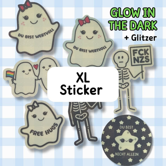 XL Glitzer-Sticker - GLOW IN THE DARK Sticker kindafcreations 